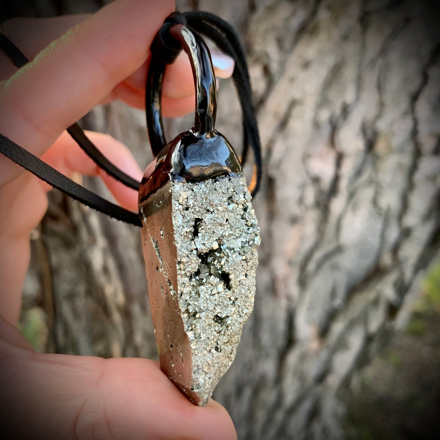 Pyrite crystal statement necklace