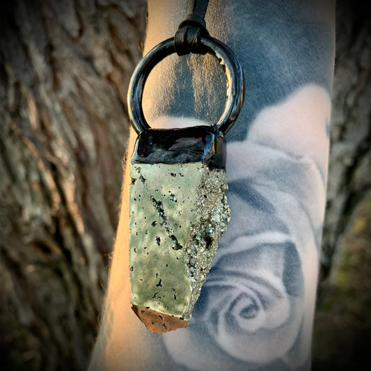 Pyrite crystal statement necklace