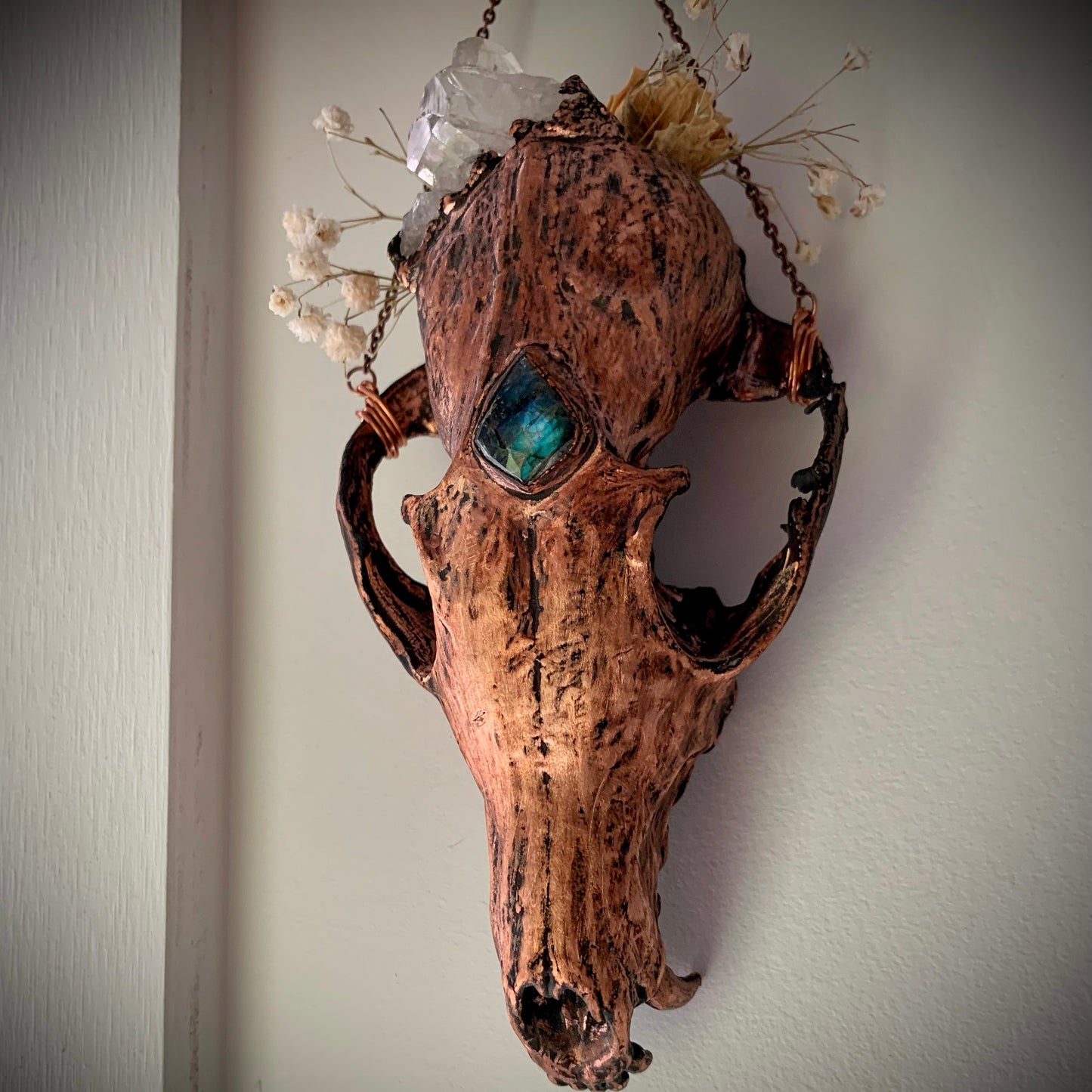 Electroformed fox skull wall hanging